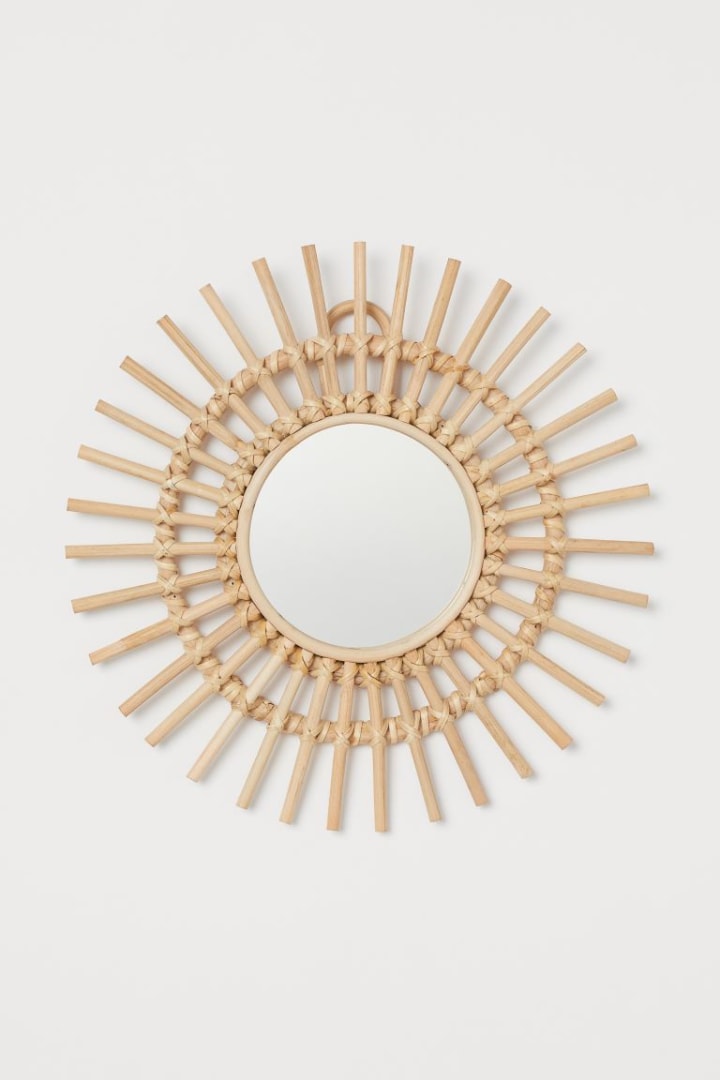 Small Mirror with Rattan Frame