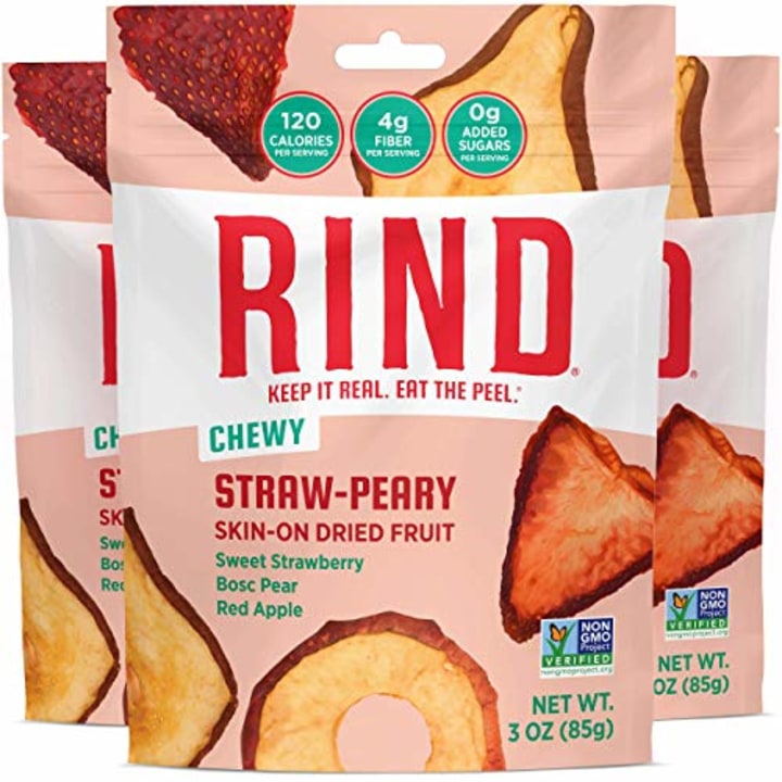 RIND Snacks Straw-Peary Dried Fruit Superfood, Strawberry, Apple, Pear, High Fiber, Vegan, Paleo, Whole 30, Non-GMO, 3oz, 3 Pack