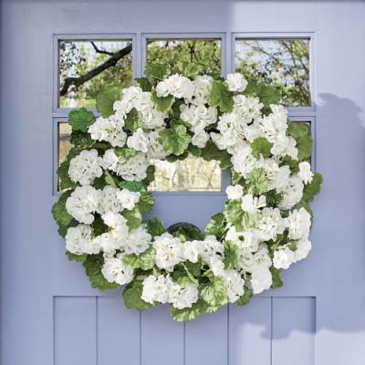 Grandin Road White Geranium Wreath