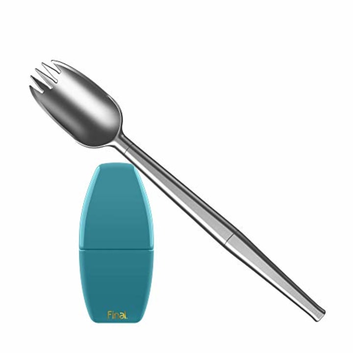 FinalSpork Collapsible, Reusable Metal Spork with Travel Case | Easy to Clean | Stainless Steel &amp; Platinum Grade Silicone | Eco-Friendly | Assorted Colors