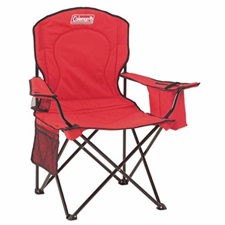 Coleman Portable Quad Camping Chair with Cooler , Red, 37&quot; x 24&quot; x 40.5&quot;