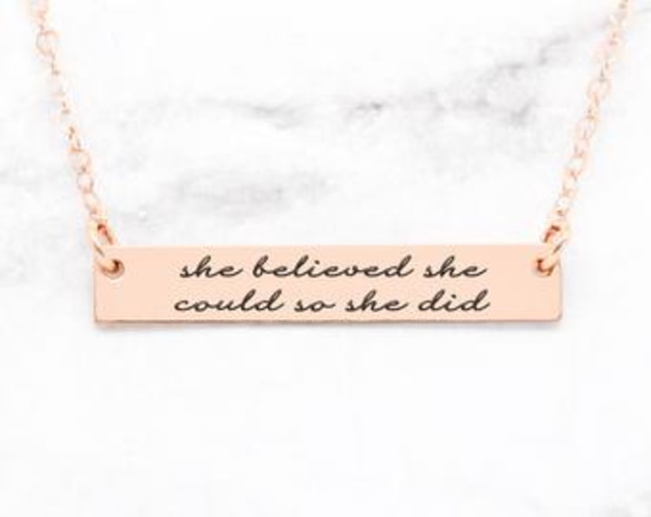 College Graduation Gift for Her, Rose Gold Necklace, High School Graduation Gift for Her, She Believed She Could So She Did Necklace
