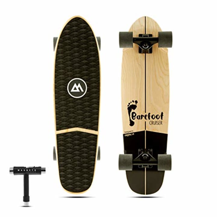 Magneto Barefoot Mini Cruiser Skateboard | EVA Stomp Pad Grip Tape | Short Board | Canadian Maple Deck - Designed for Kids, Teens and Adults (Barefoot) (Barefoot-Cruiser)