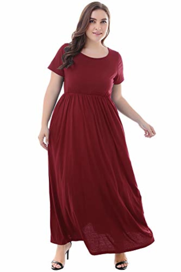 Nemidor Short-Sleeve Plus-Size Maxi Dress
