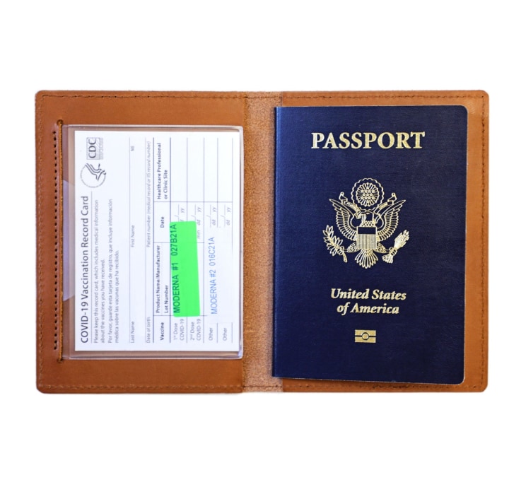 Leather Vaccination Passport Holder/Cover