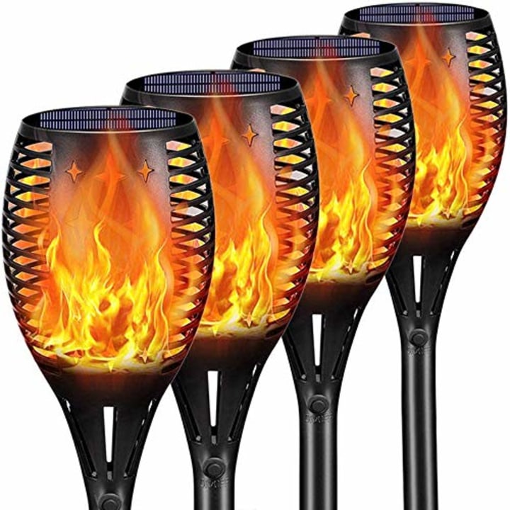 YoungPower Solar Outdoor Torch Lights LED Landscape Lighting 43&quot; Solar Outdoor Path Lights Waterproof Solar Flame Lights Torch Dusk to Dawn Auto On/Off Security for Garden Yard Patio, 4 Pack