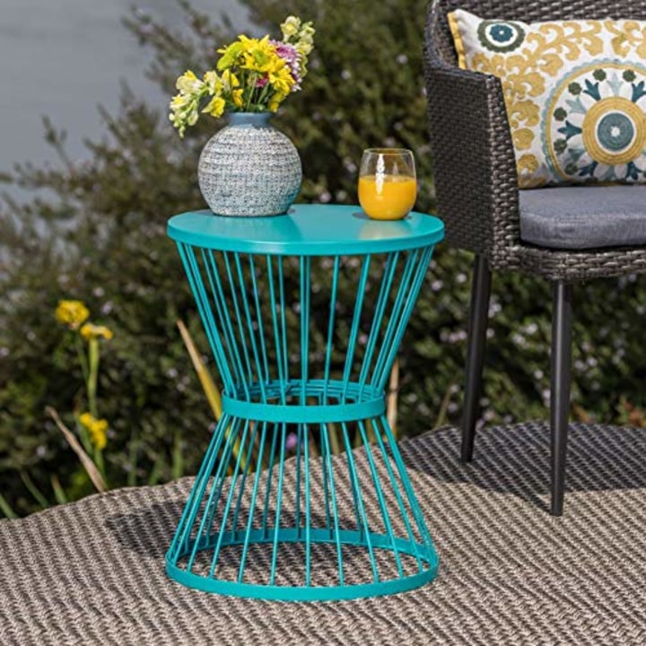 Christopher Knight Home Lassen Outdoor 16&quot; Iron Side Table, Matte Teal
