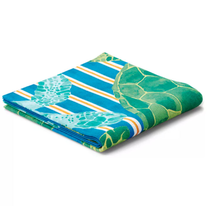 Martha Stewart Collection Watercolor Turtle Velour Beach Towel