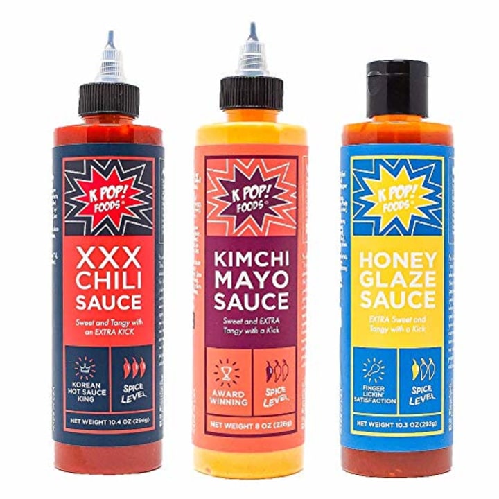 K-TOWN Korean Sauce Variety 3-Pack Includes: Super Spicy Chili Sauce, Kimchi Spicy Mayo, and Honey Chili Sauce Using Authentic Gochujang Korean Chili Paste, Korean Sauce 3 pack from KPOP Foods