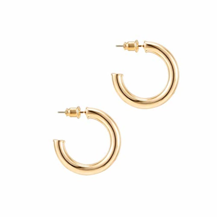 Pavoi Gold Colored Lightweight Chunky Open Hoops