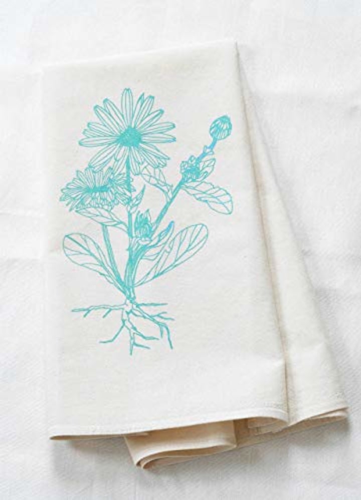 Hearth and Harrow Organic Cotton Calendula Flower Tea Towel