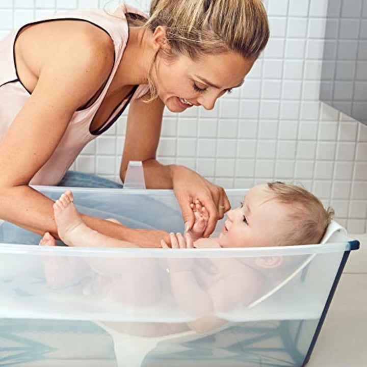 Stokke Flexi Bath Bundle, White - Foldable Baby Bathtub + Newborn Support - Durable &amp; Easy to Store - Convenient to Use at Home or Traveling - Best for Newborns &amp; Babies Up to 48 Months