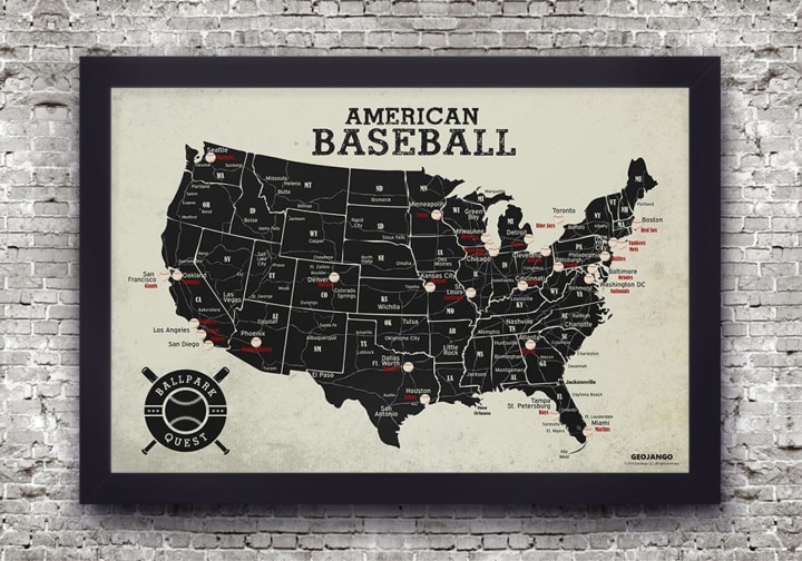 Baseball Stadium Map: Baseball Park Pin Map