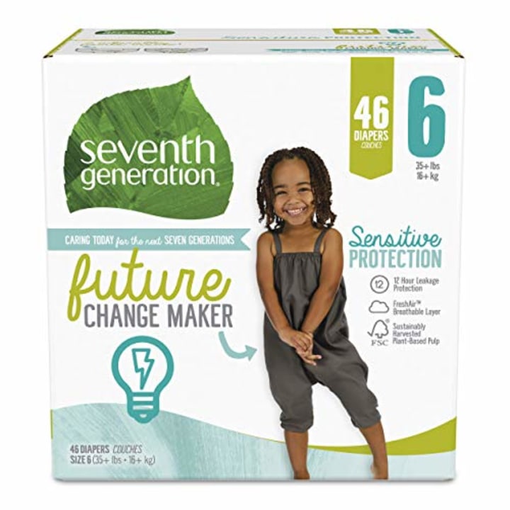 Seventh Generation Baby Diapers, Size Newborn, 80 Count, Super Pack, for Sensitive Skin