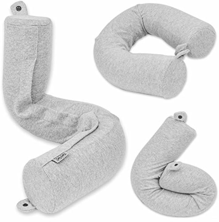 Twist Memory Foam Travel Pillow for Neck, Chin, Lumbar and Leg Support - for Traveling on Airplane, Bus, Train or at Home - Best for Side, Stomach and Back Sleepers - Adjustable, Bendable Roll Pillow