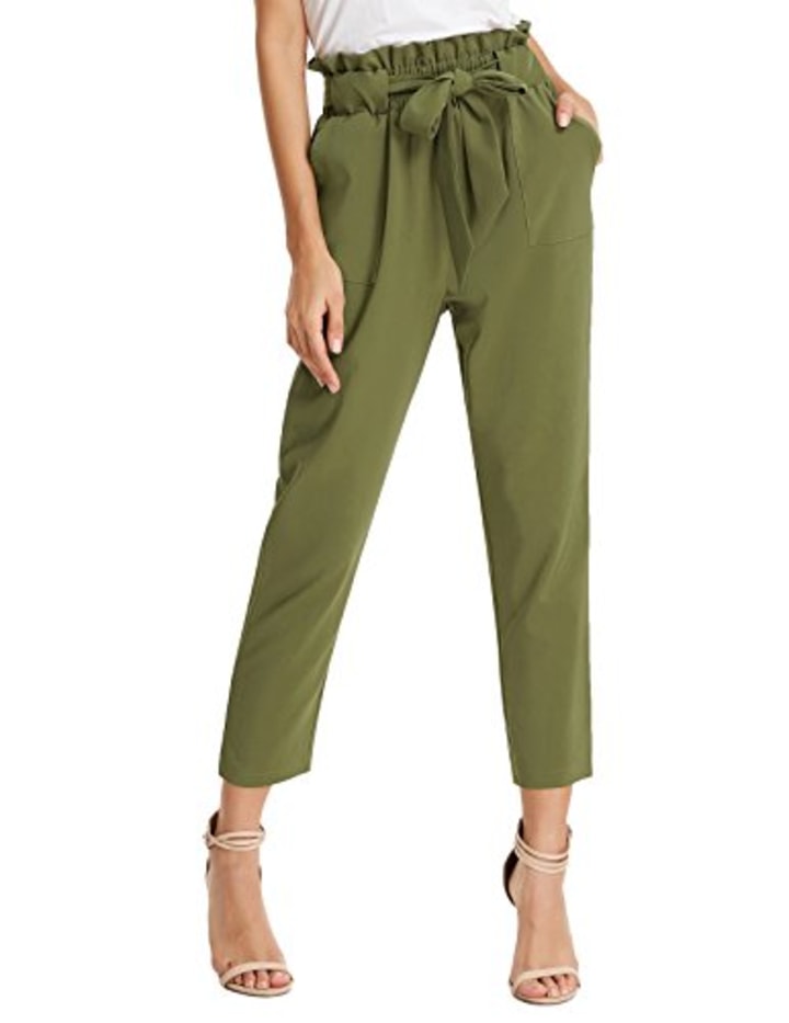 Grace Karin Cropped Paper Bag Waist Pants