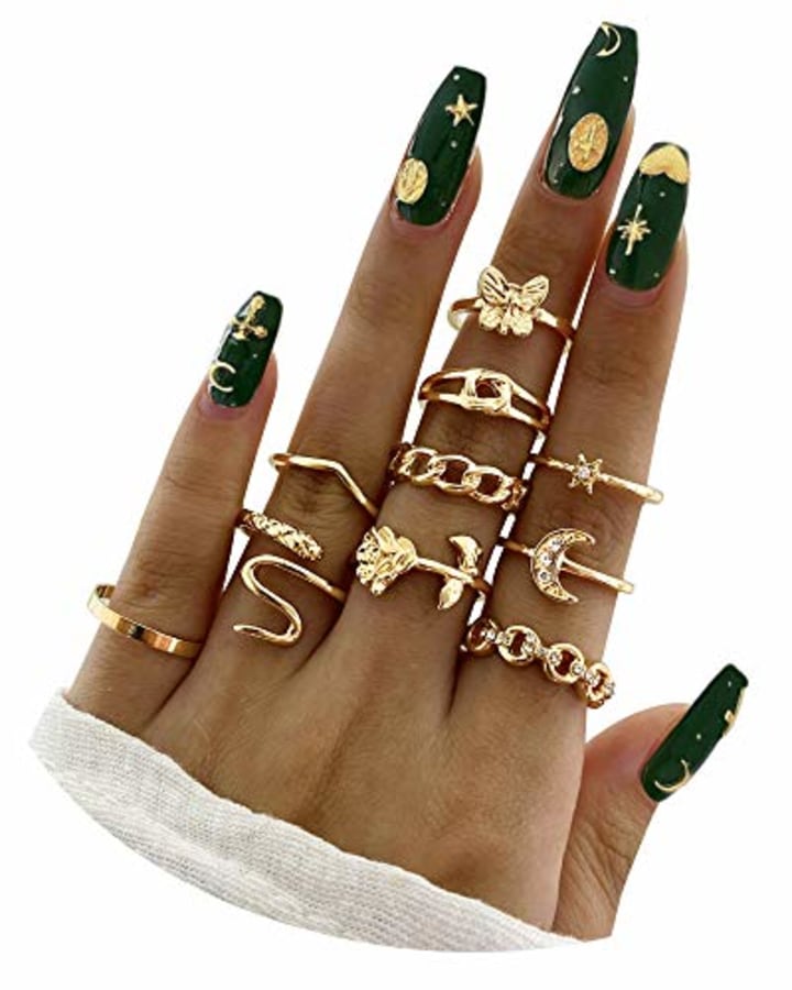 Gold Knuckle Rings Set