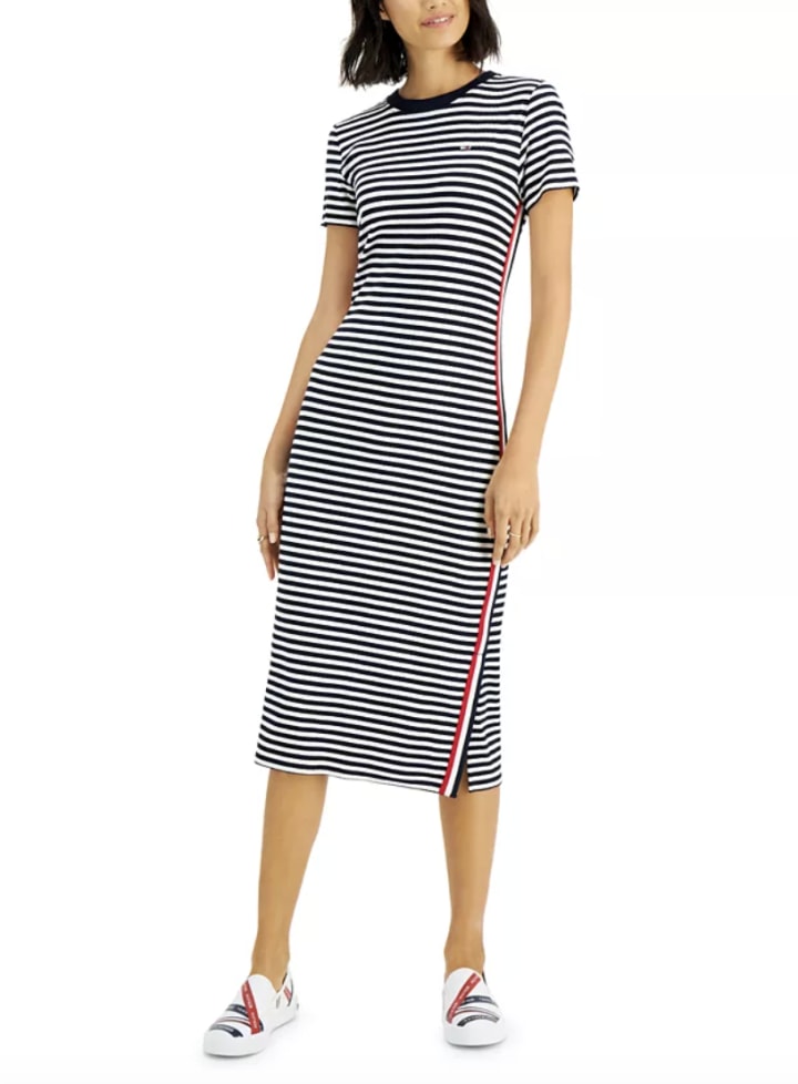 Tommy Jeans Ribbed Stripe Midi Dress
