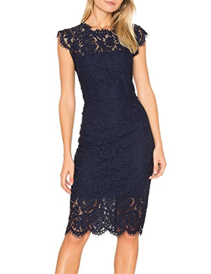 MEROKEETY Women&#039;s Sleeveless Lace Floral Elegant Cocktail Dress Crew Neck Knee Length for Party