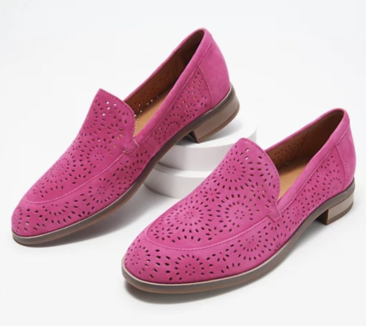 Clarks Collection Perforated Suede Loafers