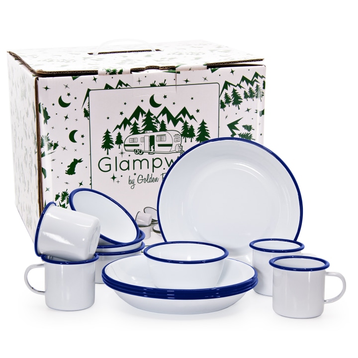 GoldenRabbit Rolled Cobalt Rim Glampware (Set of 12)