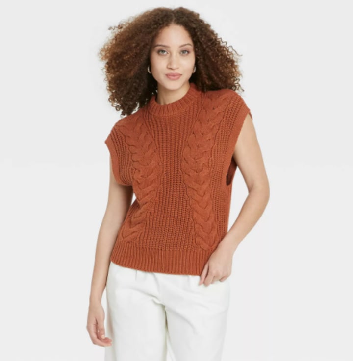 A New Day Crew Neck Cable Knit Sweater Vest