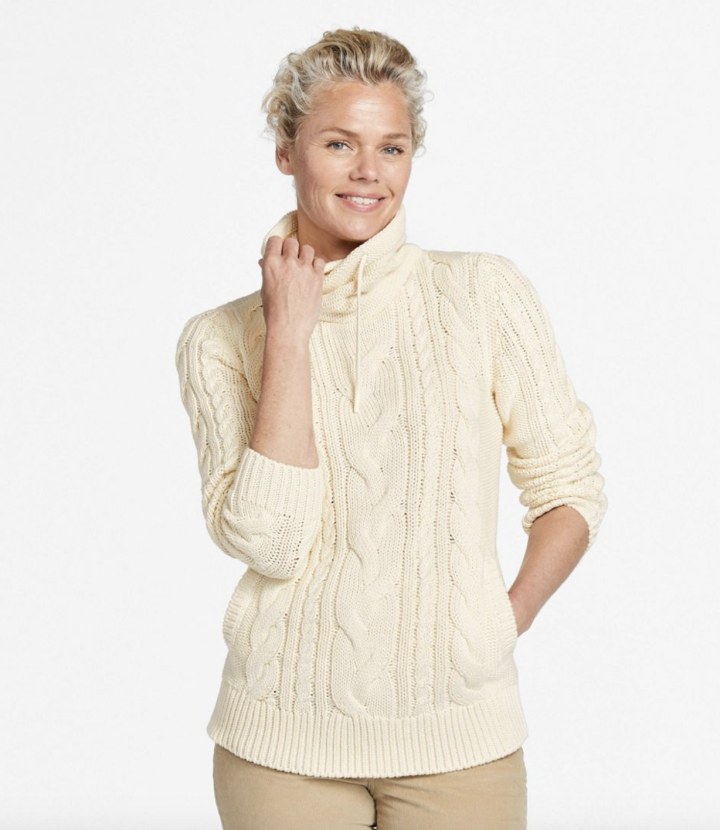 L.L. Bean Double L Mixed-Cable Sweater