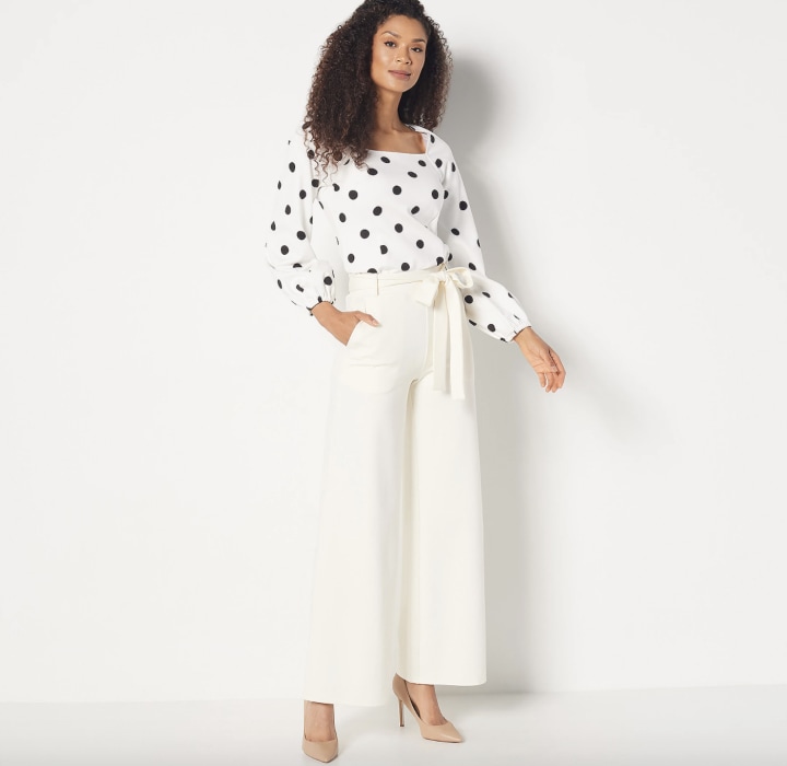 Girl With Curves Petite Wide Leg Ponte Pants