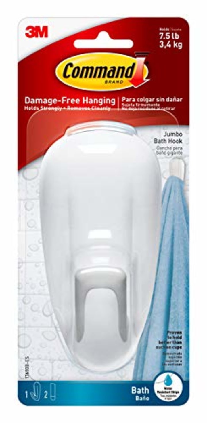 Command Bathroom Hook with Water-Resistant Strips
