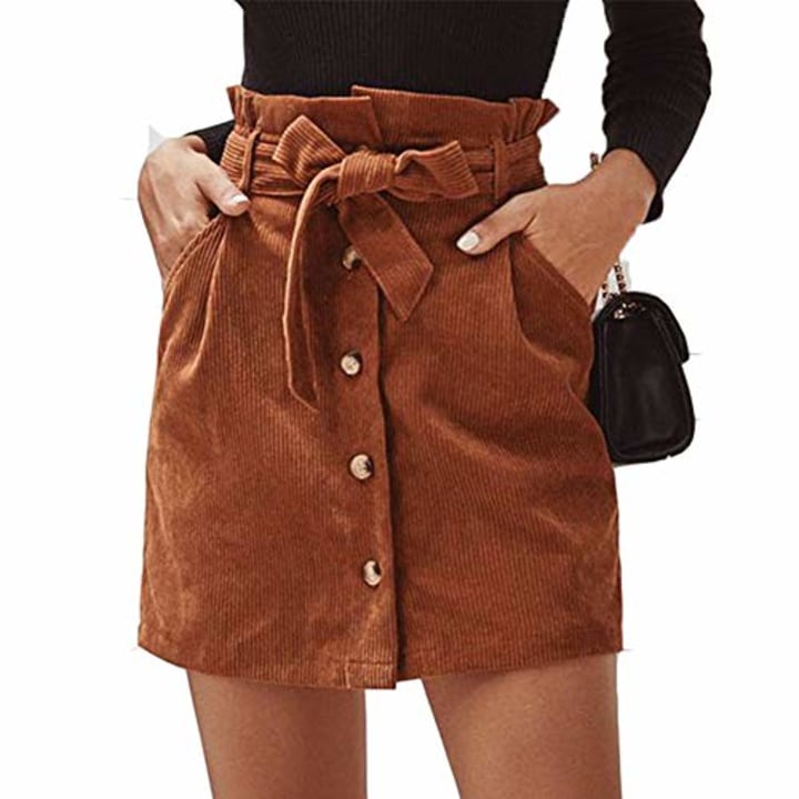 Susupeng Paperbag Belted Corduroy Mini Skirt