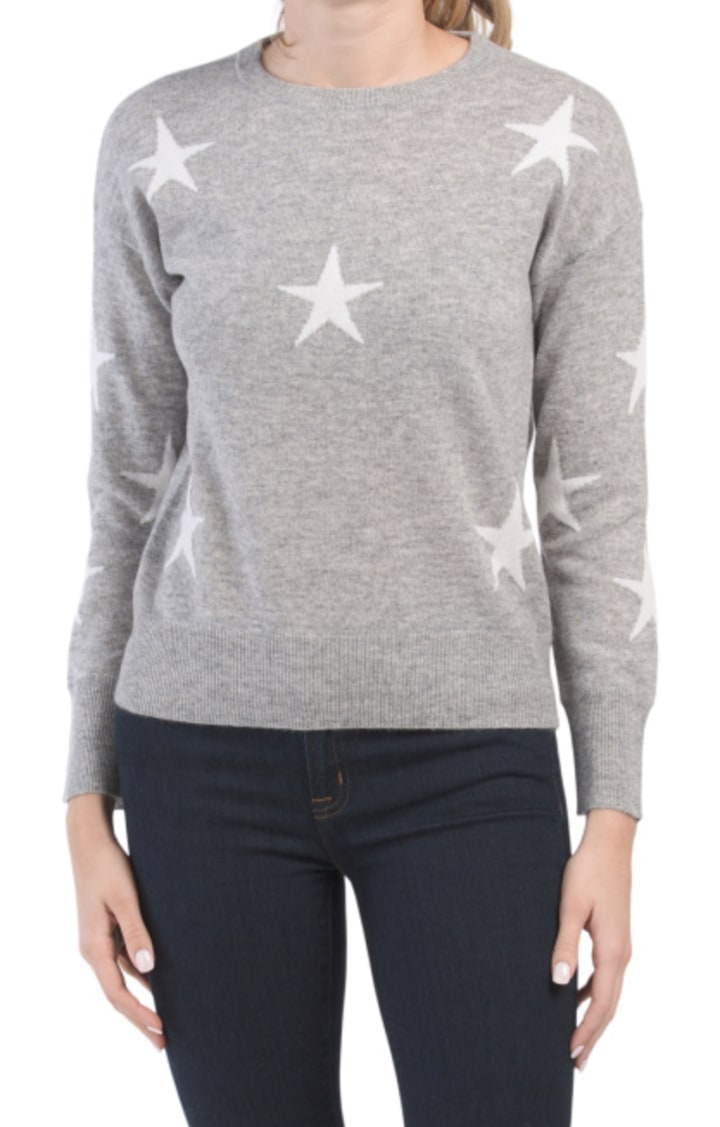 M Magaschoni Cashmere Crew Neck Scattered Star Sweater