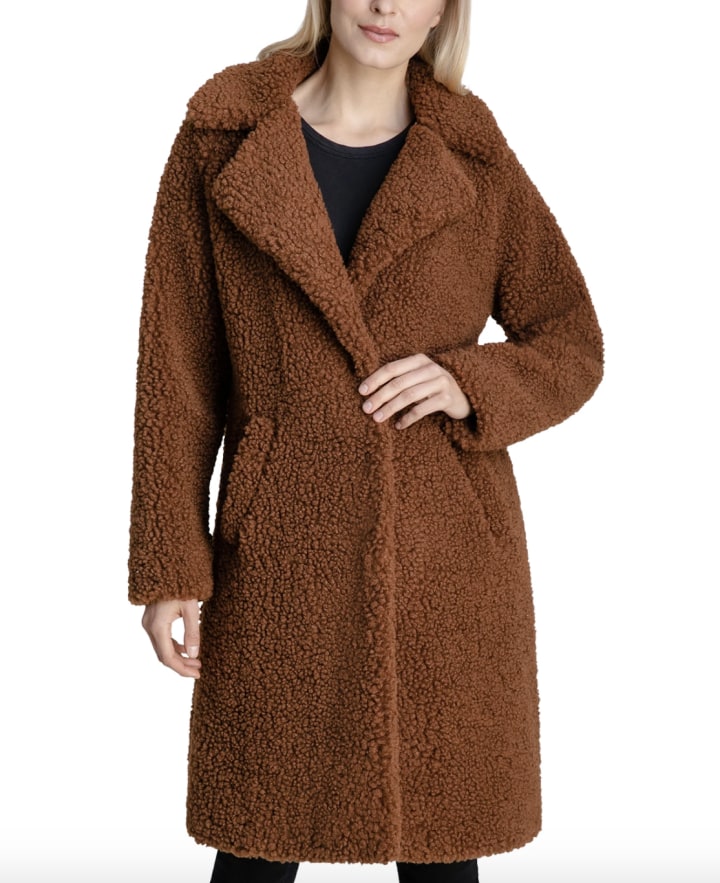 BCBGeneration Notch-Collar Teddy Coat