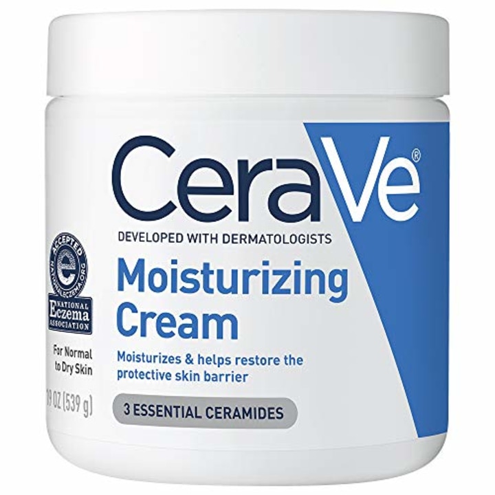 CeraVe Moisturizing Cream Body and Face Moisturizer for Dry Skin Body Cream with Hyaluronic Acid and Ceramides, Normal, Fragrance Free, 19 Oz