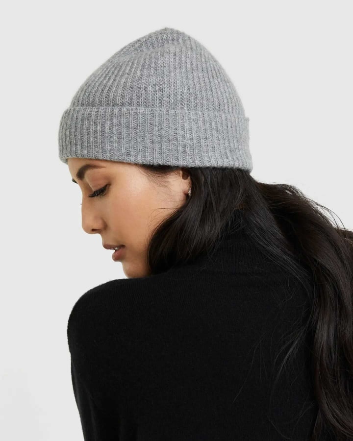 Mongolian Cashmere Ribbed Beanie