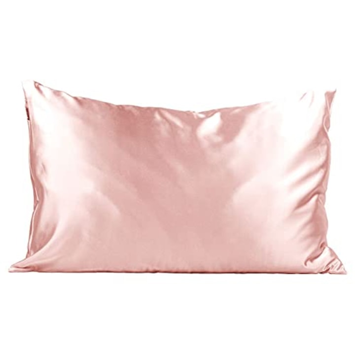 Kitsch 100% Satin Pillowcase with Zipper, Softer Than Silk, Vegan Silk Pillowcase Cover, Standard (Blush)