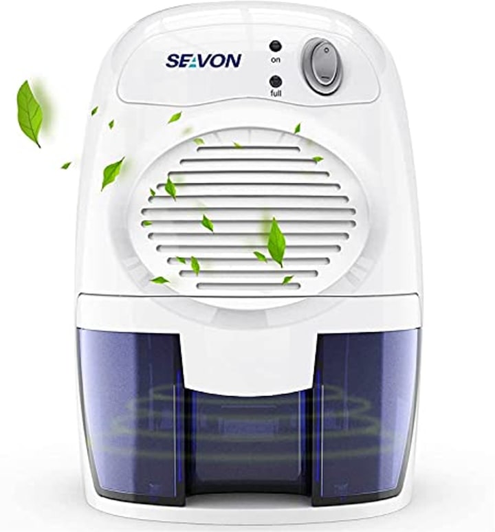 SEAVON Electric Dehumidifier for Home, 2200 Cubic Feet (225 sq ft) Portable and Compact 16 oz Capacity Quiet Dehumidifiers for Basements, Bedroom, Bathroom, RV, Laundry Room, Closet, Auto Shut Off