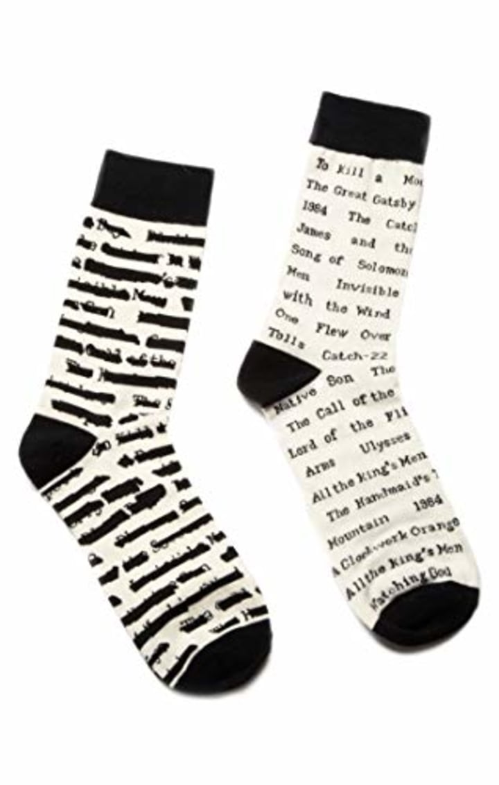 Out of Print Unisex Banned Books Socks Large White
