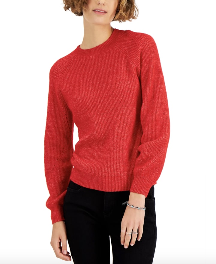 Style & Co Ribbed Crewneck Sweater
