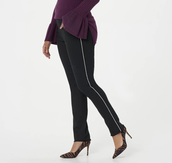 Belle by Kim Gravel TripleLuxe Twill Jeans with Crystal Trim