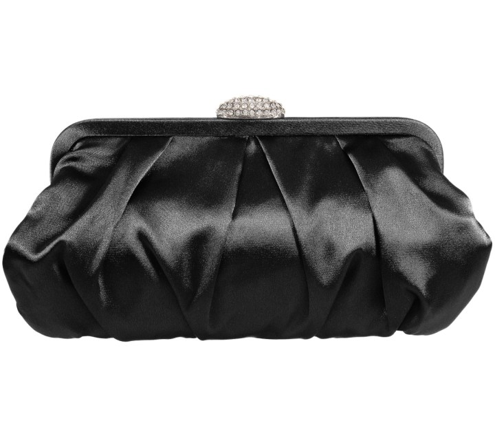 Nina Pleated Frame Clutch with Pave Clasp