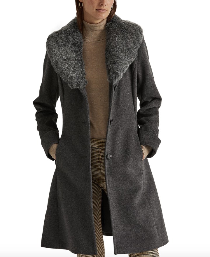 Ralph Lauren Women's Faux-Fur-Trim Walker Coat