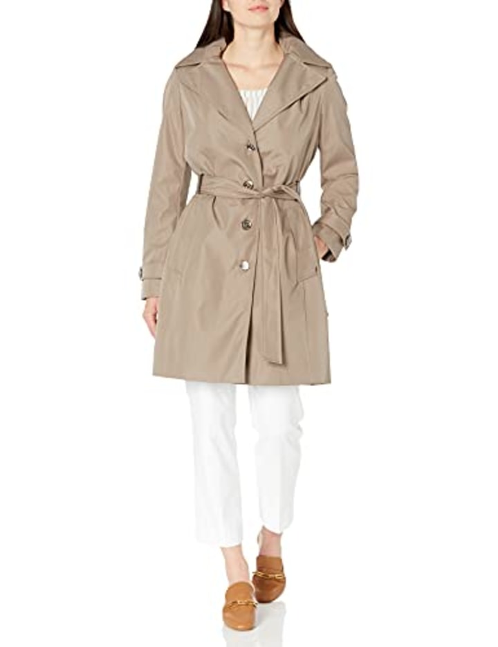 Calvin Klein Women&#039;s Belted Rain Jacket