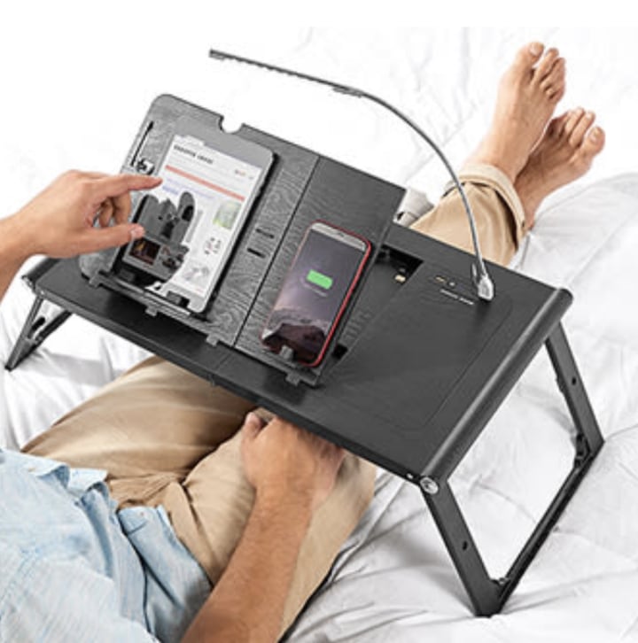 Laptop and Tablet Tray with Built-In Charger