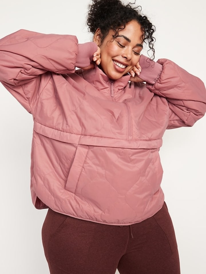 Packable Half-Zip Water-Resistant Quilted Jacket for Women