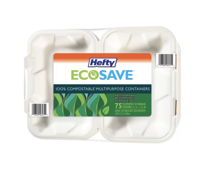 Hefty EcoSave Hoagie Hinged Lid Container
