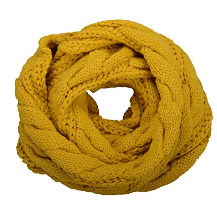 NEOSAN Womens Thick Ribbed Knit Winter Infinity Circle Loop Scarf Twist Mustard