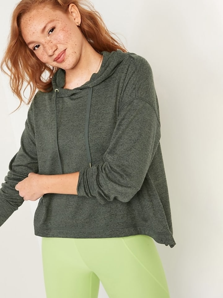 Old Navy Loose Cropped Sweater-Knit Hoodie