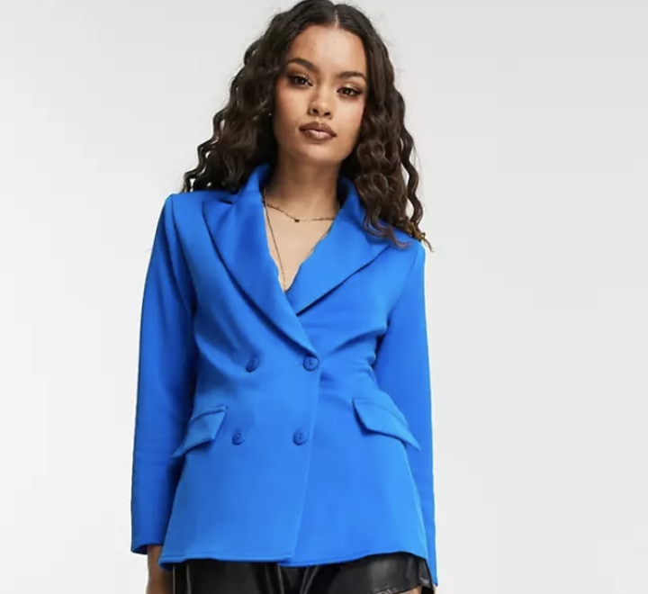 ASOS Design Petite Structured Jersey Double-Breasted Blazer