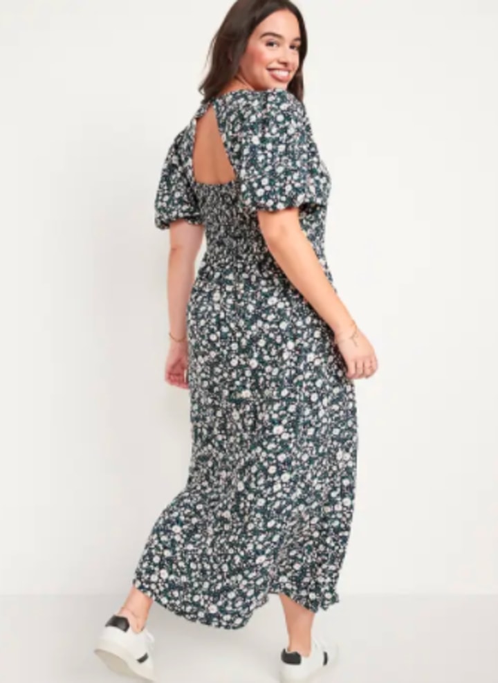 Old Navy Puff-Sleeve Floral Maxi Shift Dress for Women