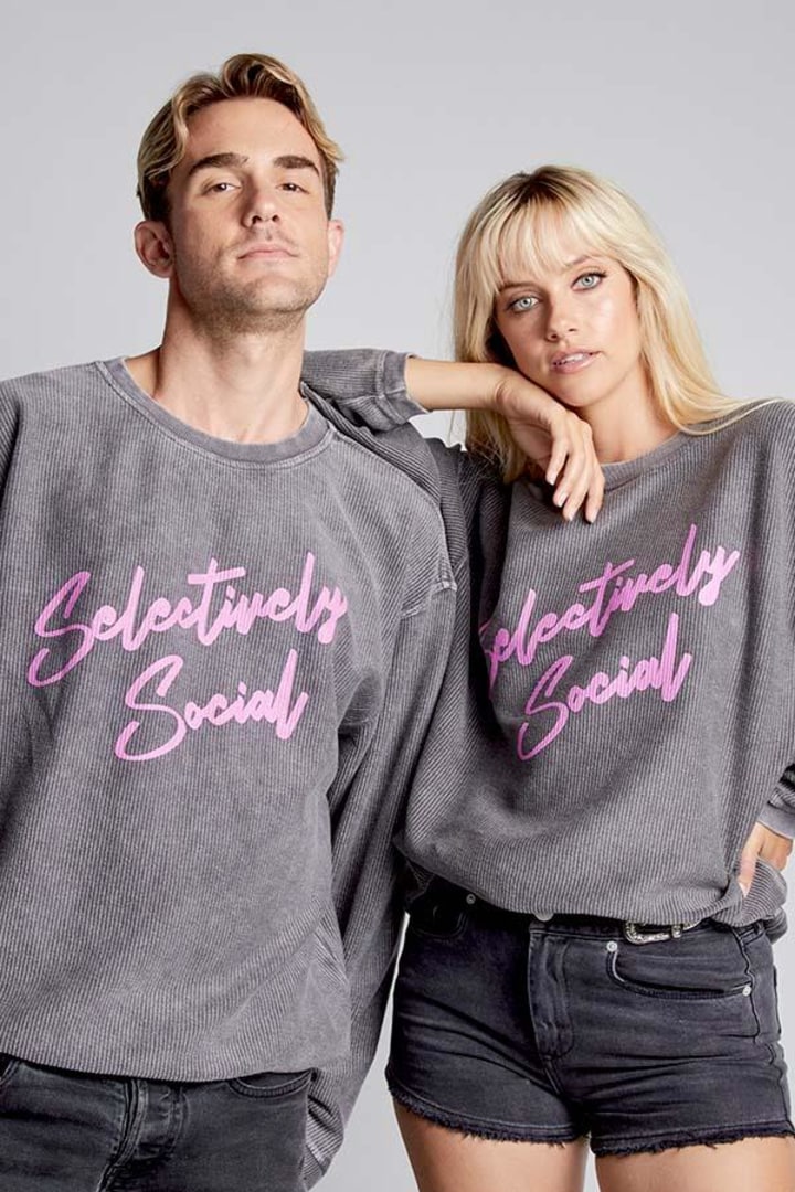 Selectively Social Corded Oversized BF Sweatshirt